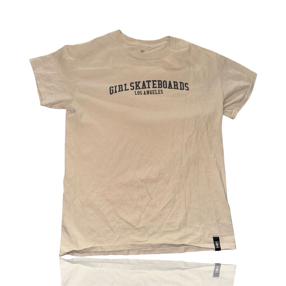 Girl Skateboards OG Graphic Tee Beige Crew Neck Size S Casual: 90’s Skate Gear